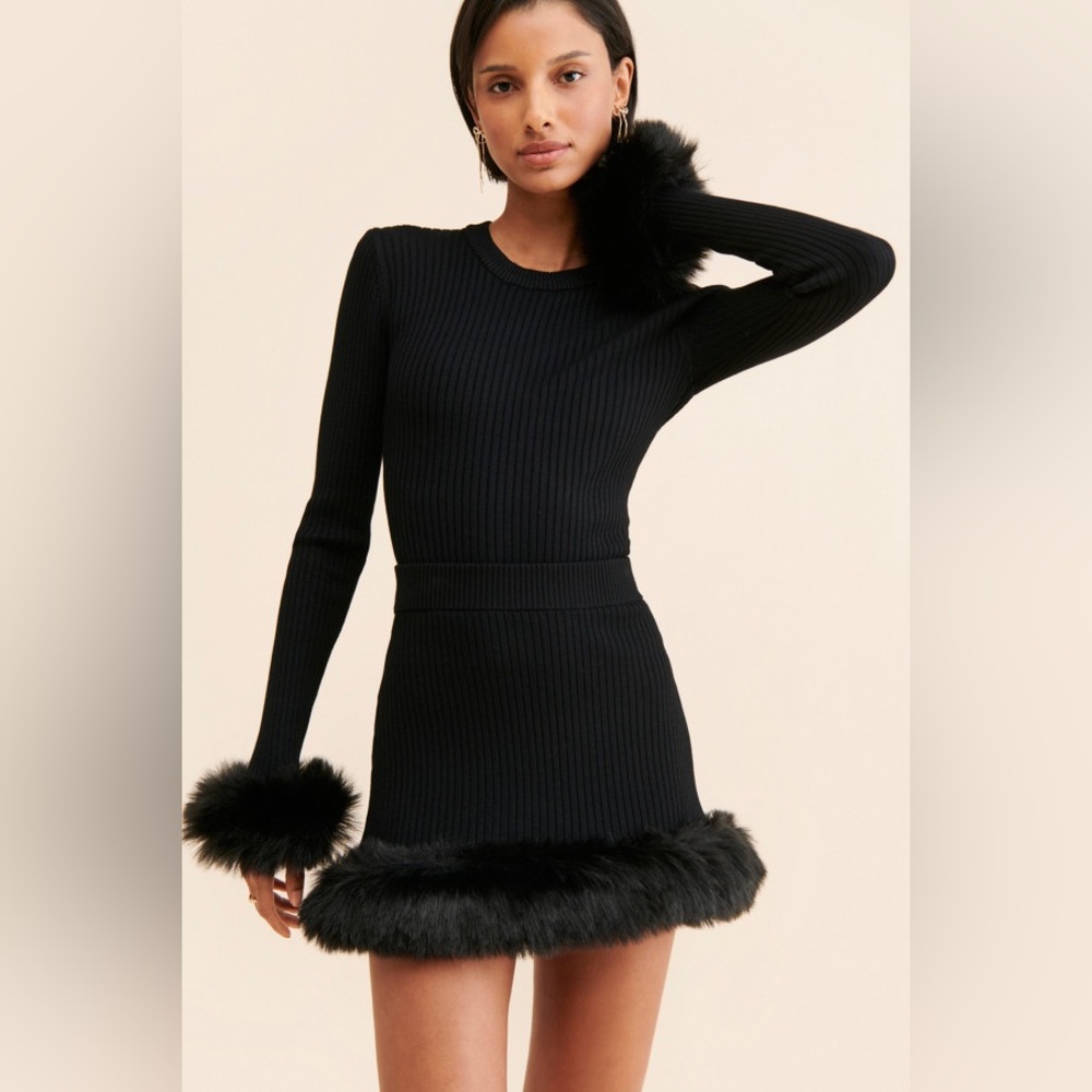 NEW SHOW ME YOUR MUMU fran mini skirt and sweater in black